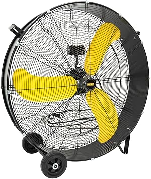 HiCFM 36 Inch Heavy Duty Metal Drum Fan, 18000 CFM High Velocity Industrial Floor Fan with 2-Speed, Electric Fans for Commercial, Factory, Warehouse, Covered Patios