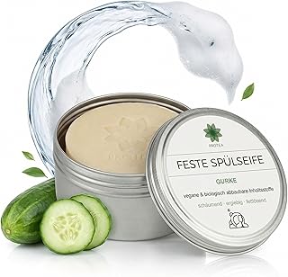PROTEA festes Spülmittel - Geschirrspülseife - biologisch abbaubar - vegan, plastik- und palmölfrei - Spülseife mit natürlichen Inhaltsstoffen - Naturseife - rein pflanzlich (Seife mit Dose)