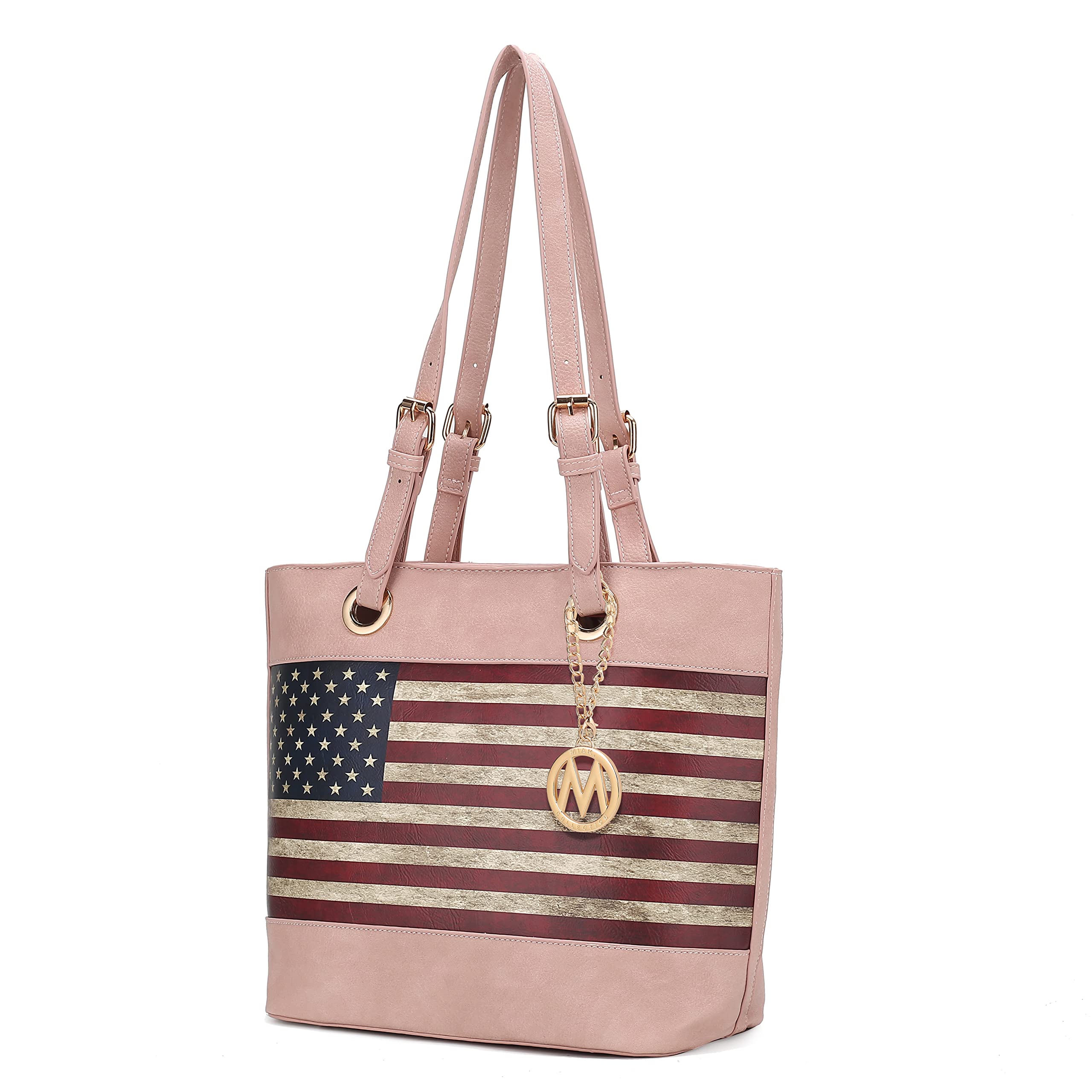 MKF Collection USA Tote Shoulder Bag for Women Vegan Leather Patriotic Handbag, Lady American Flag Satchel Purse by Mia K