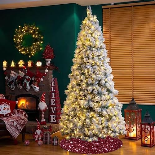 Miniatura 8 de Falda negra para árbol de Navidad con lentejuelas, falda de árbol de Navidad de 21 pulgadas, falda de árbol de Halloween, cubierta gótica para árbol