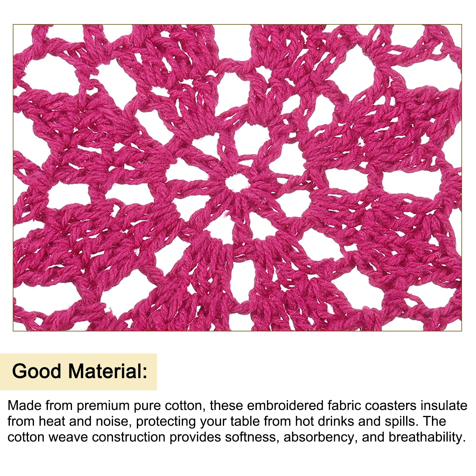uxcell Fabric Coasters, 4pcs 4", Cotton Woven Crochet Doilies - Image 4