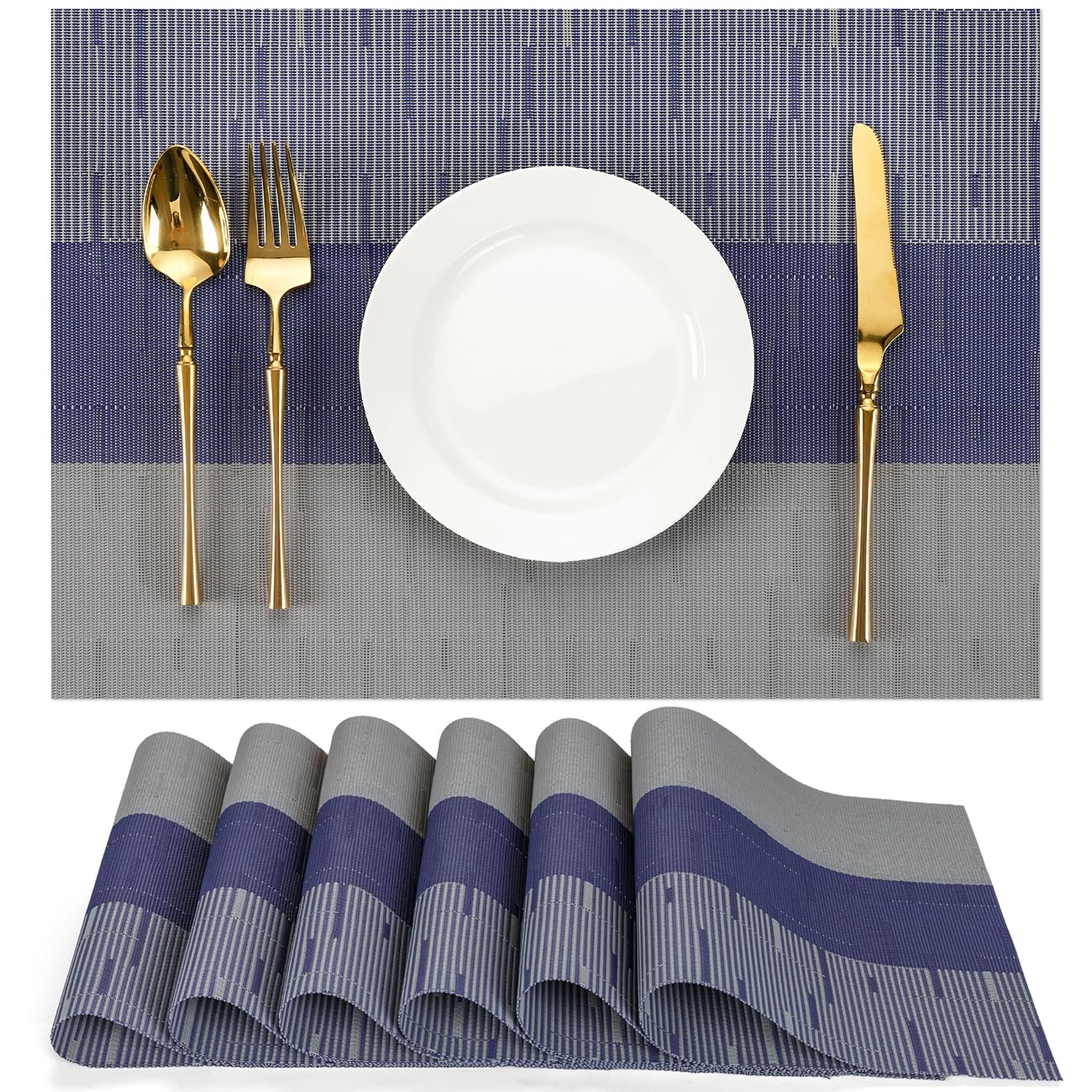 Chitomars Tischsets abwaschbar, Platzsets abwaschbar PVC Platzdeckchen | 4er Set Tischsets Outdoor Vinyl hitzebeständig Gewebte Platzdeckchen für Häuser Restaurants