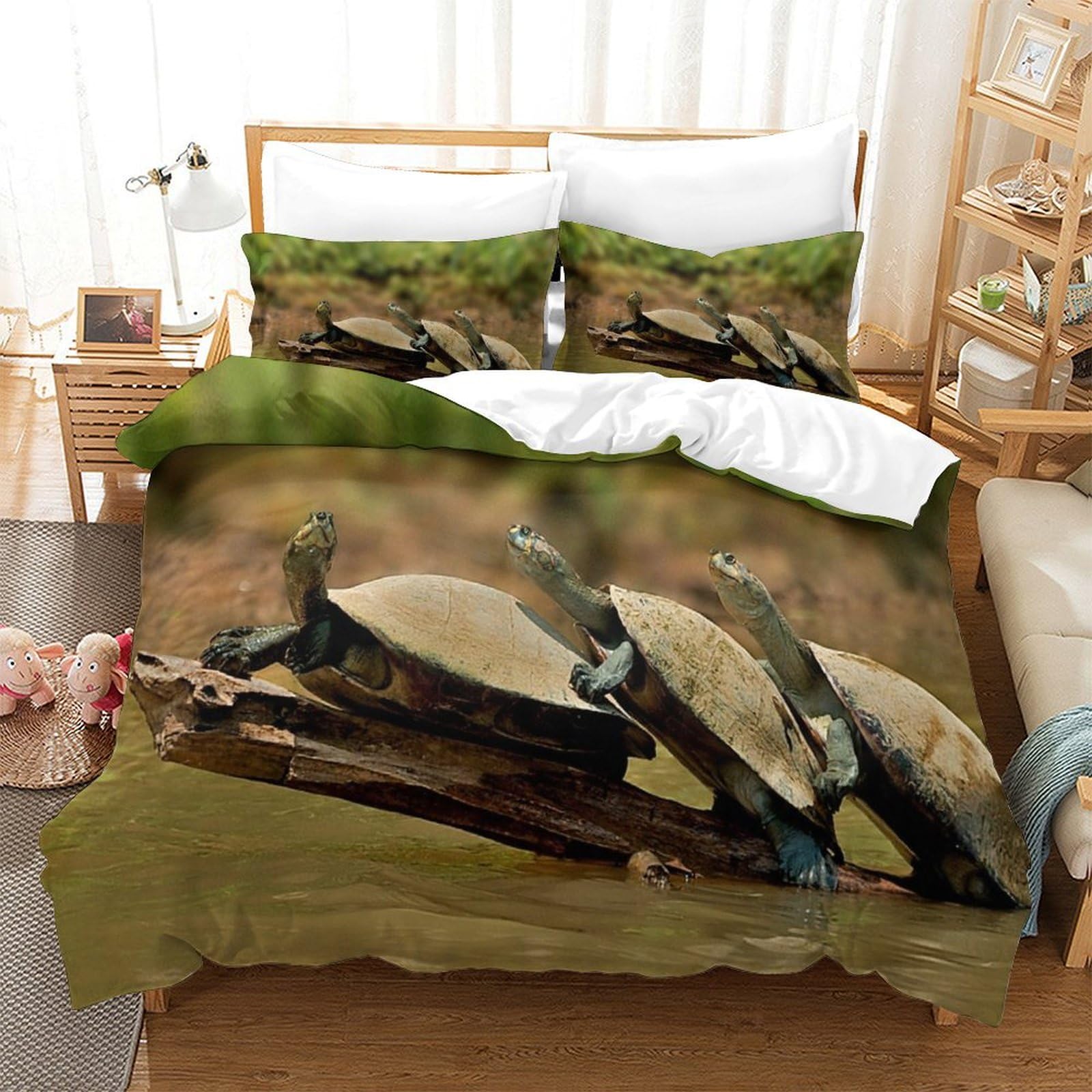P1s9u7w5y Sea Turtle-7 3D Printed Wildlife Scene Duvet Cover Set 3Pcs Microfiber Turtle Bedding Set Double（200X200cm）