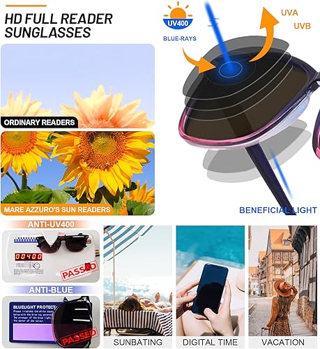 Miniatura 3 de MARE AZZURO Gafas de sol de lectura al aire libre 2.0+ para mujeres lectoras 1.0 1.25 1.5 1.75 2.0 2.25 2.5 2.75 3.0 3.5 4.0 (morado, 2.00)