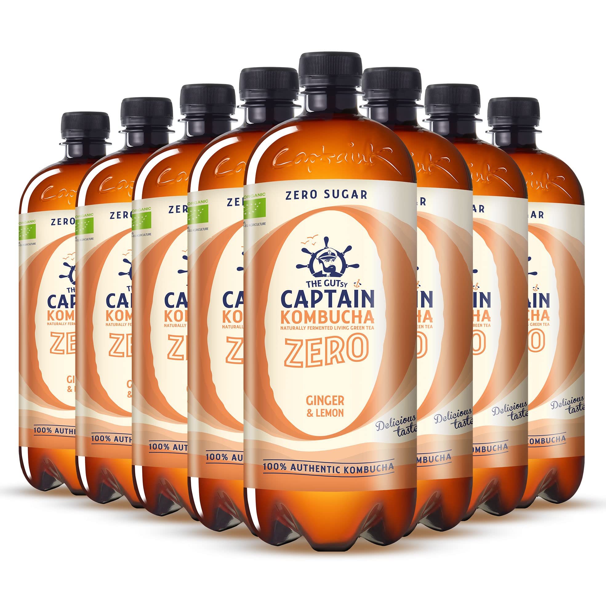 The Gutsy Captain Kombucha ZERO - Te Kombucha, ZERO zucchero, ZERO calorie, Raw Vegan - 8 x 1000 ml (MixBox)