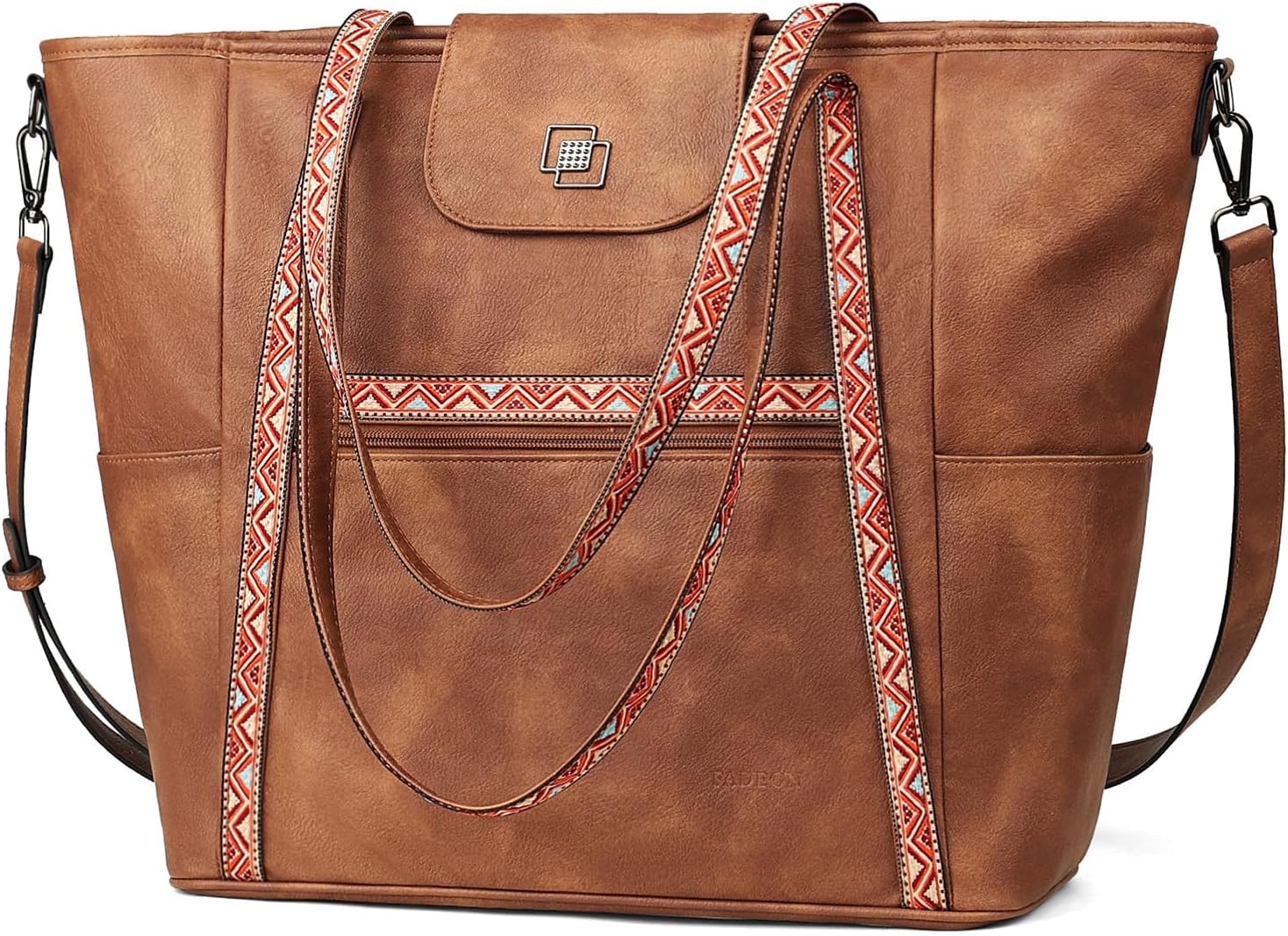 FADEON Large Laptop Tote Bag for Women Designer Leather Laptop Bag Fashion Travel Backpack Purse Shoulder Handbag