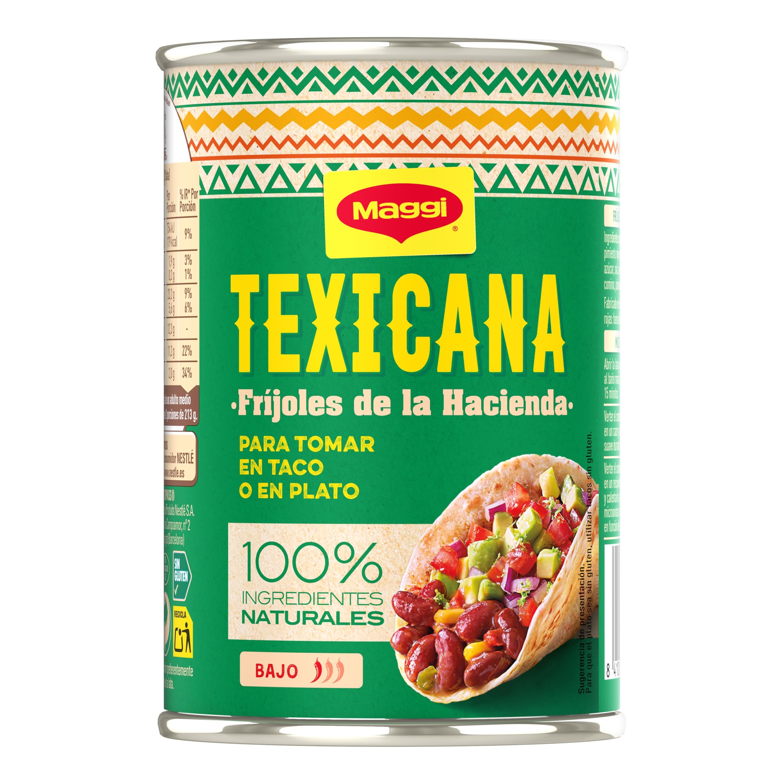 MAGGI Texicana Frijoles Hacienda plato preparado sin gluten 425g 15 unidades