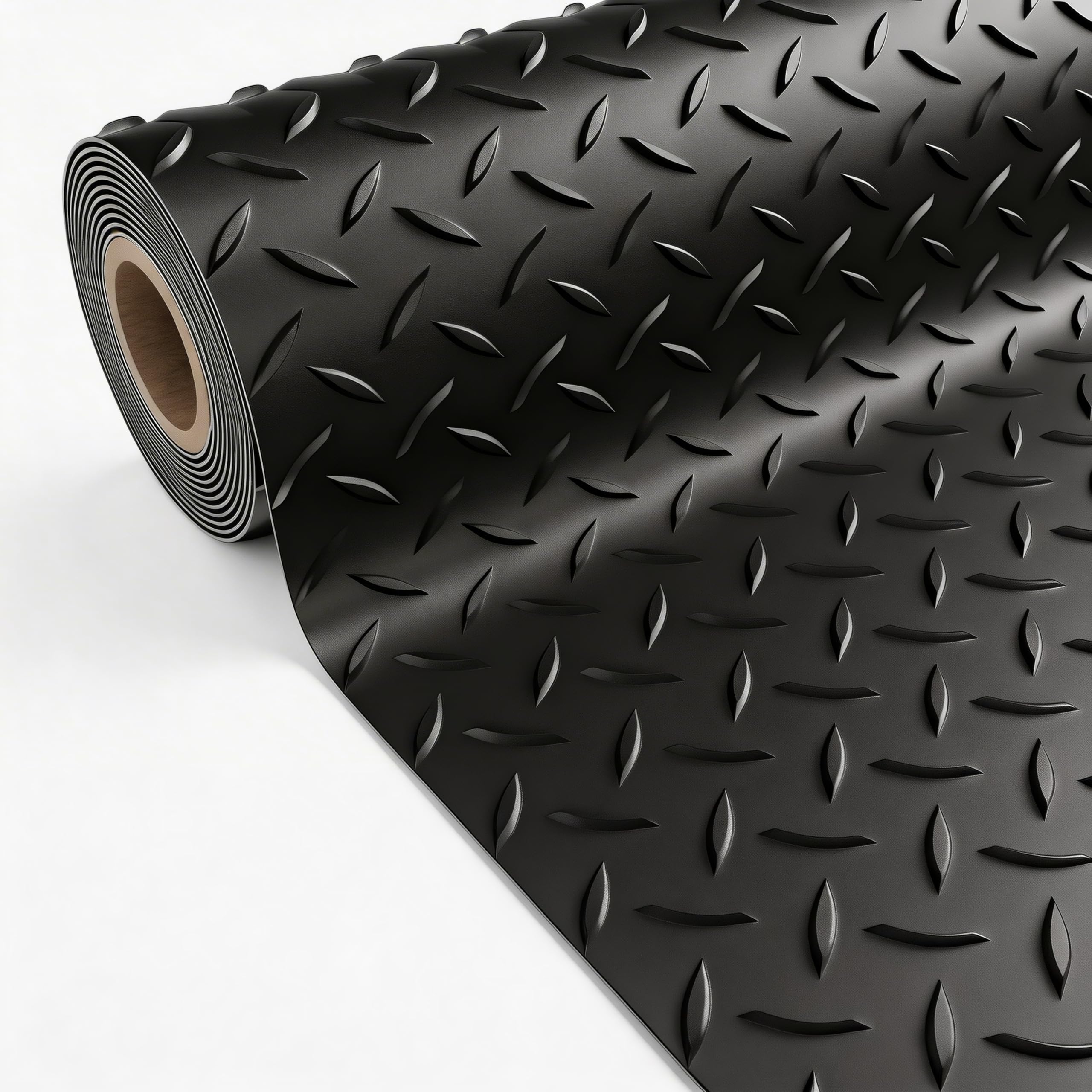 5x10 ft garage floor mat, 2.8mm thickened pvc flooring roll for under car, golf cart parking mat, diamond plate black motorcycle mat for warehouse, basement, gyms, trailer?included tapes?