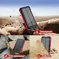 Vista 7 de WONGKUO Cargador solar de batería - Cargador solar de teléfono de 49800 mAh con entrada USB-C, carga rápida QC 3.0 con linterna LED, 4 cables