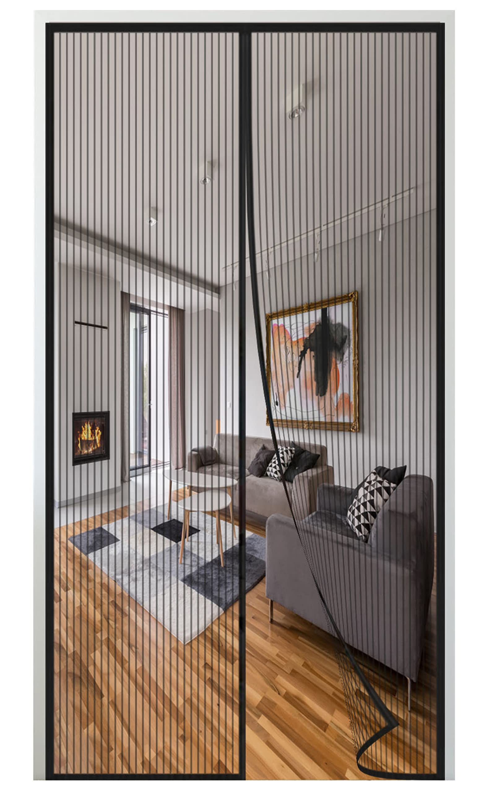 Zanzariera Magnetica Porta 100x245cm - Tendina Anti Zanzare Chiusura Automatica Nera