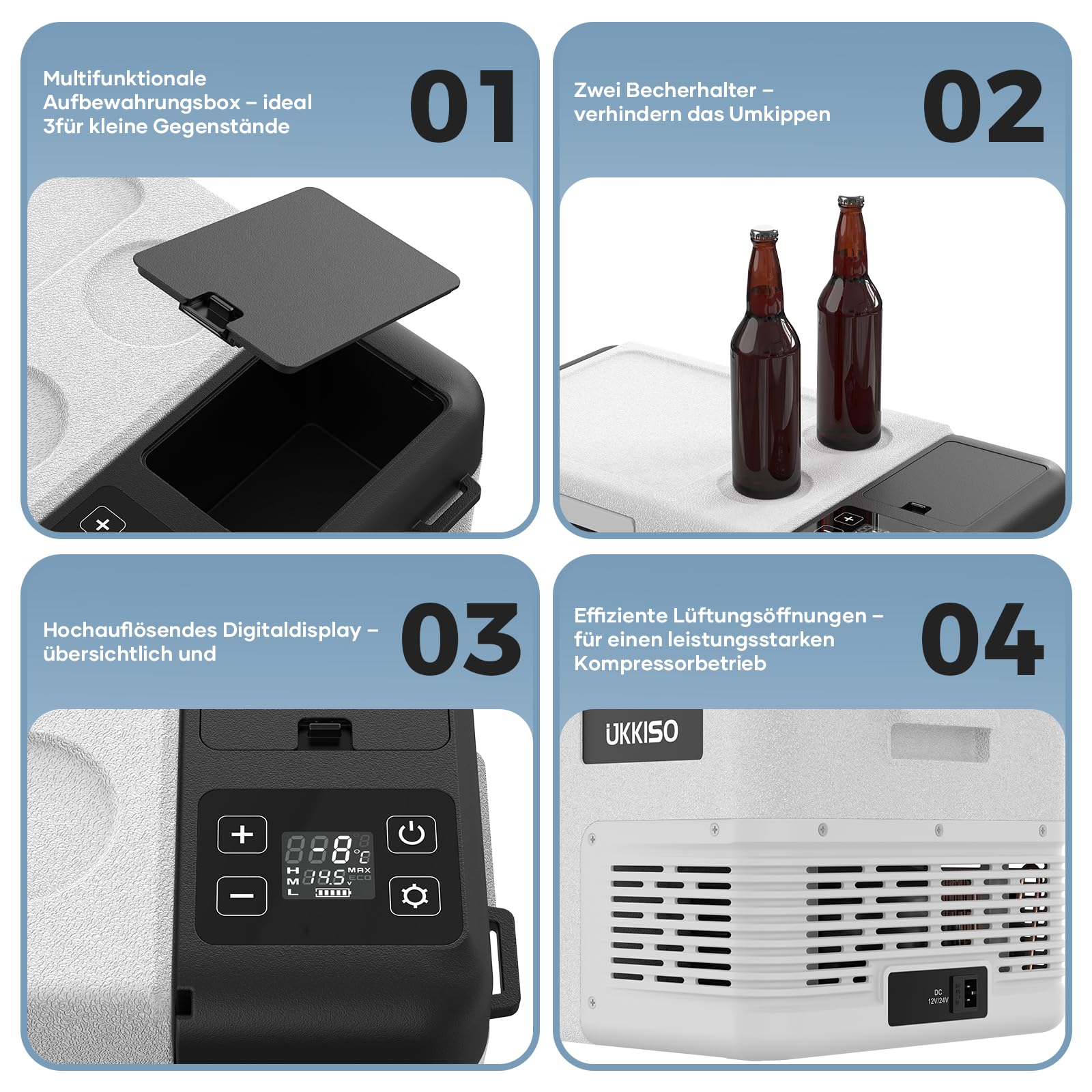 Kompressor Kühlbox 22L 12/24V DC 100-240V AC Elektrisch Kühlschrank für Auto Camping -20°C bis 20°C USB
