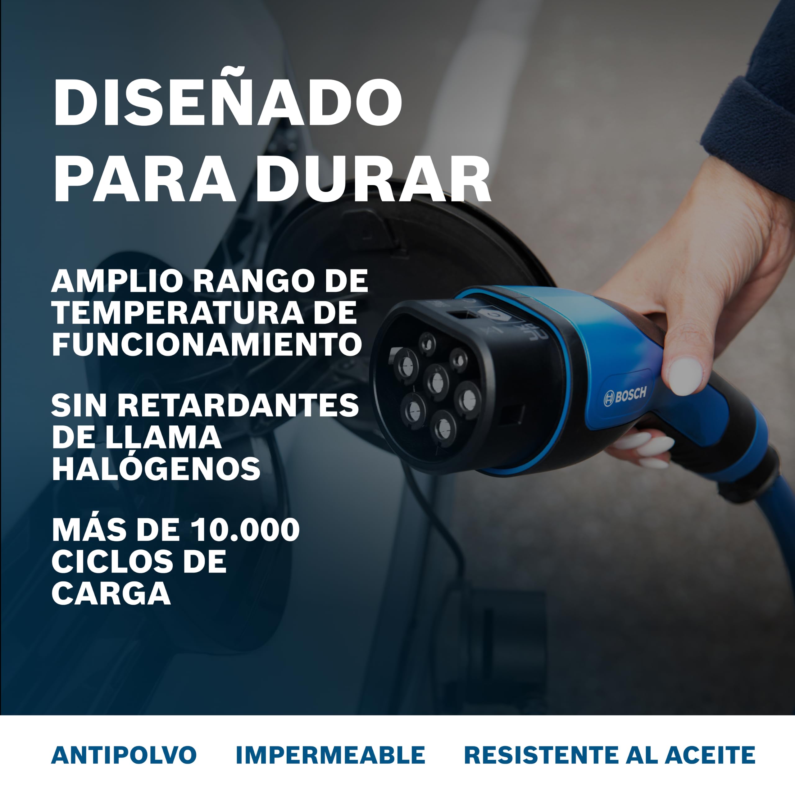 Bosch Cable de Carga EV - 22 kW, 5 Metros, trifásico, 32 A | cable resistente para vehículos eléctricos e híbridos enchufables - tipo 2 a tipo 2, modo 3 - incluye bolsa de transporte