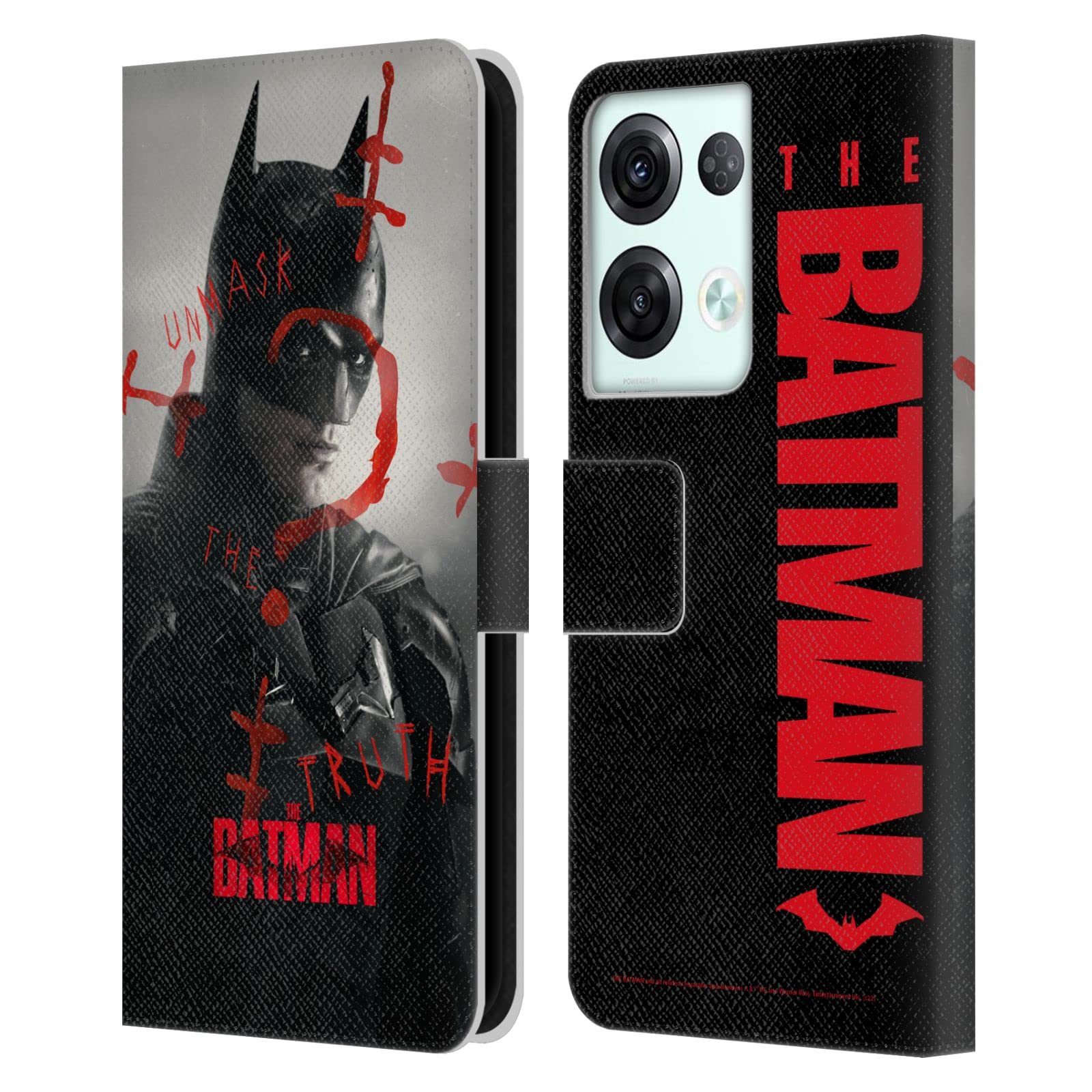 Head Case Designs Officially Licensed The Batman Unmask The Truth Posters Leather Book Wallet Case Cover Compatible with Oppo Reno8 Pro
