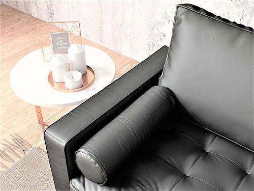 Miniatura 9 de Womble - Sofá moderno de mediados de siglo con almohadas de refuerzo, asiento tapizado de piel sintética, diseño retro versátil para espacios de