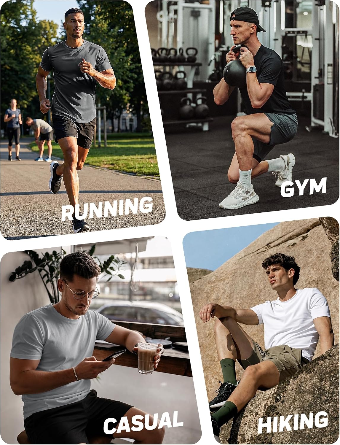 2 Pack Workout Shirts for Men Quick Dry Mesh Active Gym T-Shirts