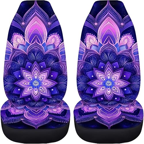 Miniatura 4 de Bulopur Juego de 2 fundas abstractas de asiento delantero de automóvil, diseño floral de mandala floral, para SUV, camión, camioneta, accesorios