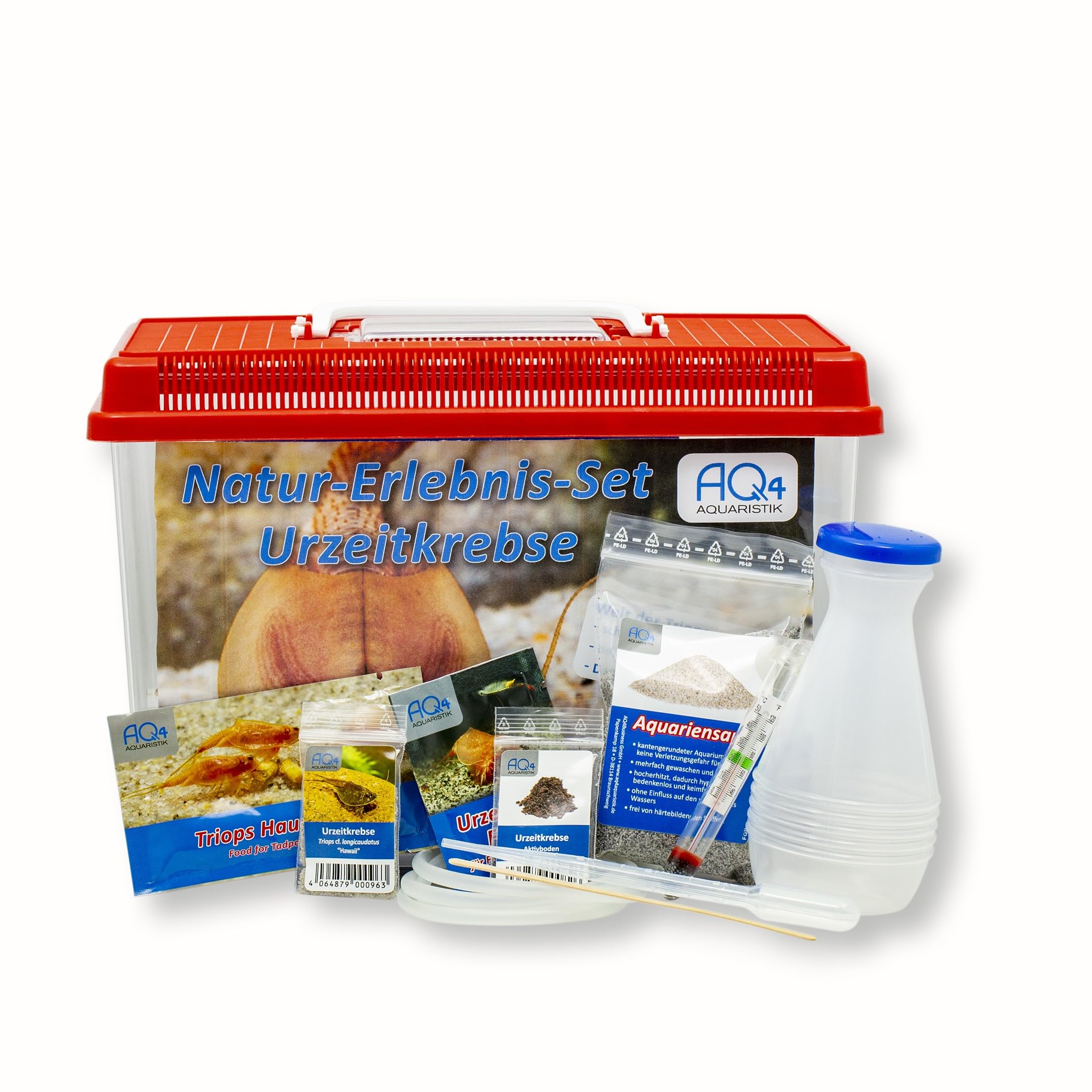 Triops Natur-Erlebnis-Set Urzeitkrebse mit 2,5 l Aquarium, Eier, Zubehör, Aktivboden, Futter, ausführlicher Anleitung