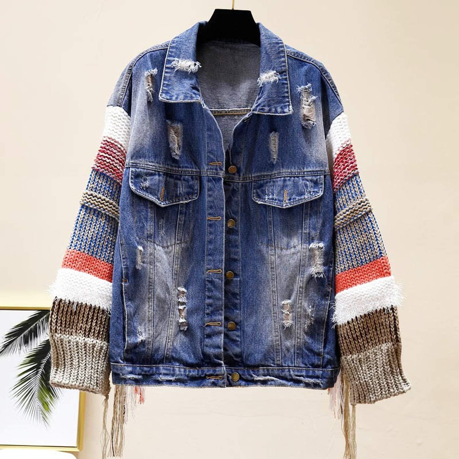 jean jacket with sweater arms