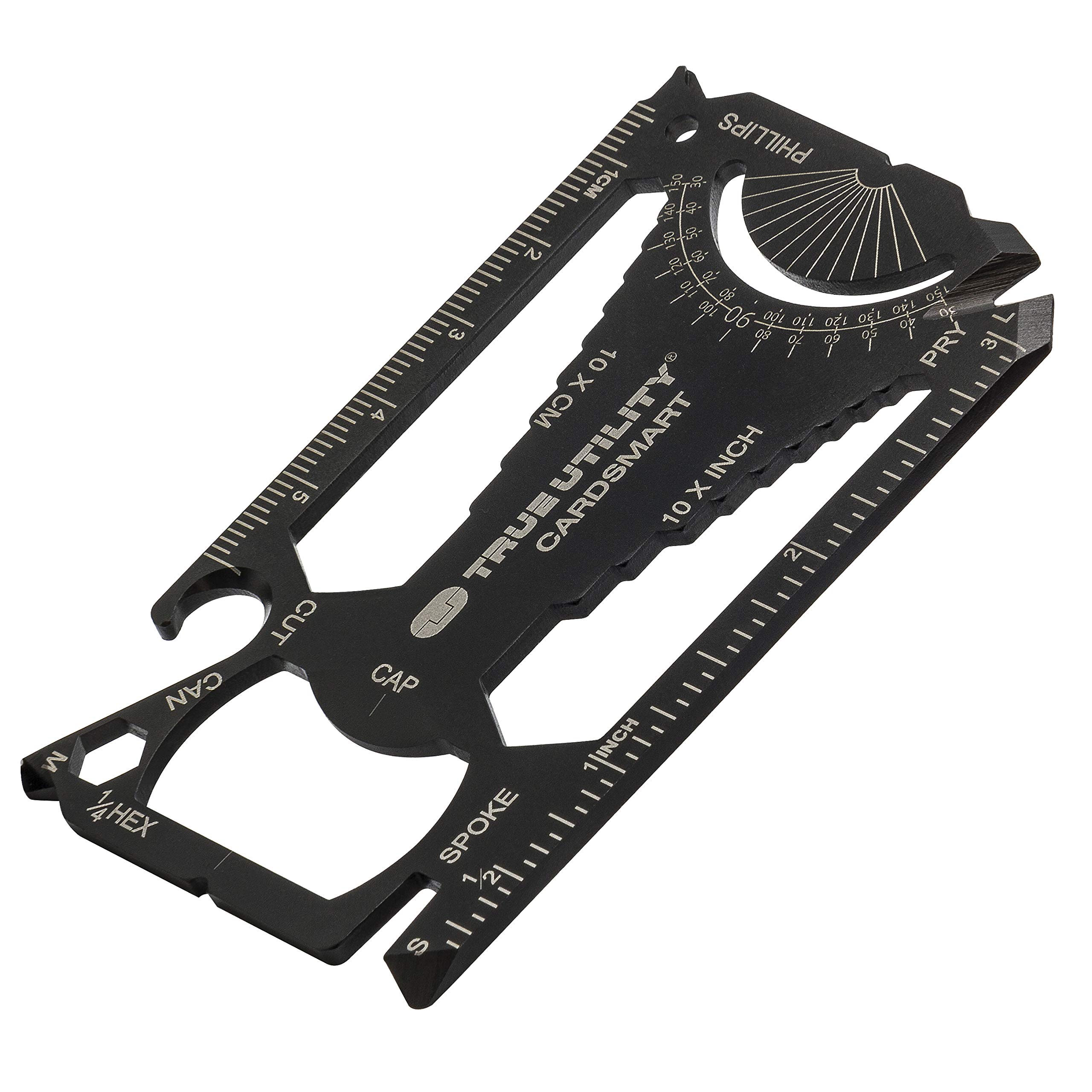 True Utility Cardsmart - 30 in 1 Pocket Multi Tool Swiss Card - Stainless Steel Multitool Wallet Card with Wrench, Screwdriver, Can Opener, Bottle Opener & Pry - Compact Multitool Mini Gadget