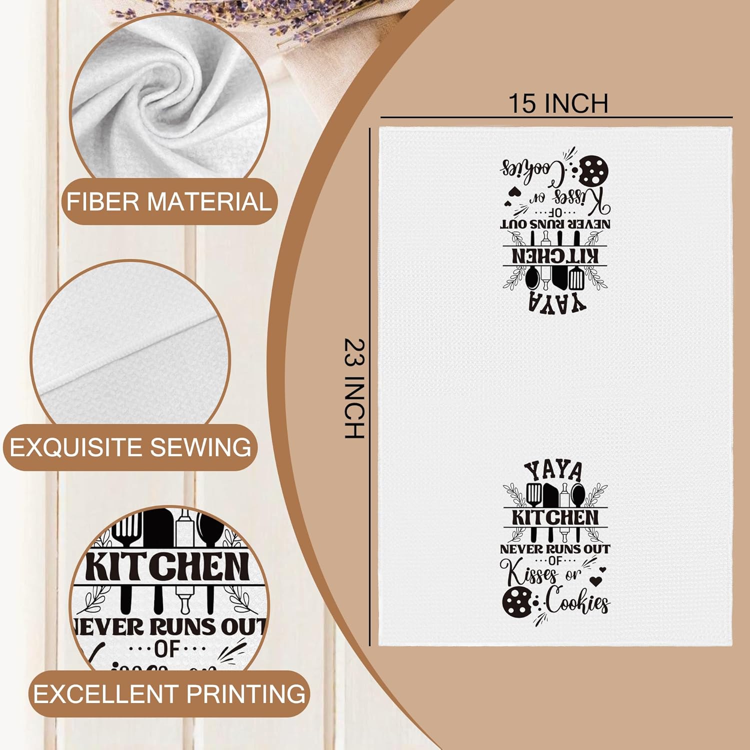 Yaya Gifts Kitchen Towels, Yaya Grandma Gifts for Mother's Day Birthday Dish Tea Towels, Best Grandma Gift from Grandkids Decorative Hand Towels for Kitchen, 16x24 Inches - Image 7