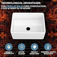 Vista 3 de Fregadero pequeño de granja de 24 x 18 pulgadas, fregadero de granja con delantal Firecaly, cuenco individual resistente, con accesorios 2 tipos