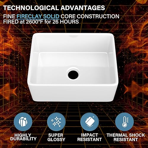 Miniatura 3 de Fregadero de granja de 24 pulgadas, fregadero de granja blanco, fregadero de cocina de granja, fregadero de cocina de granja, fregadero de arcilla