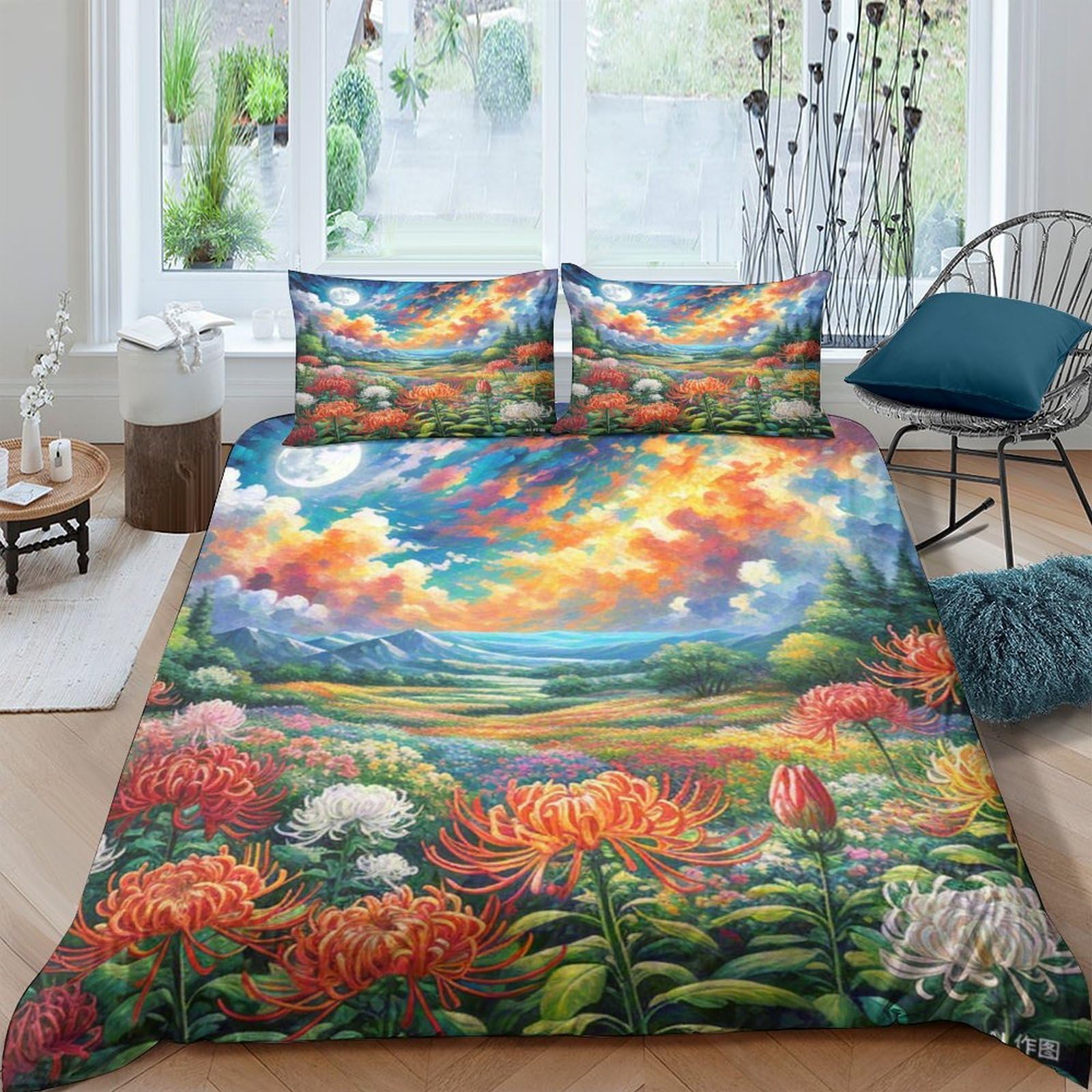 Housse de couette Protea 3D 200x200 cm en microfibre douce avec sa taie d'oreiller assortie
