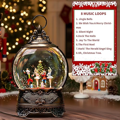 Miniatura 20 de Globo de nieve de Navidad, escena cardenal iluminada, linterna musical de agua de nieve, decoración navideña brillante y regalo para familiares