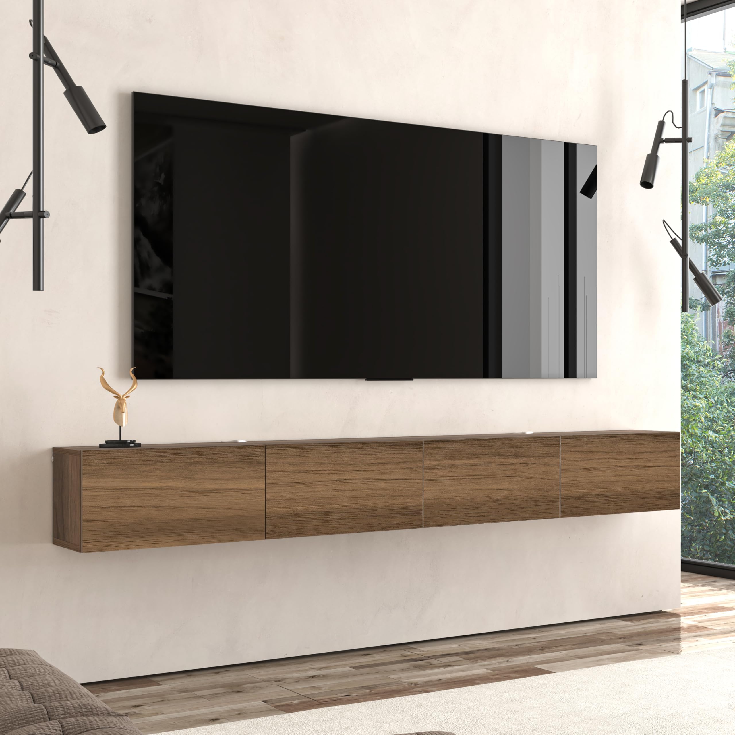 Atelier Mobili Floating TV Stand - Wall Mounted TV Stand for 75 Inch TV - Floating TV Shelf - Modern TV Stands for Living Room - Sleek Entertainment