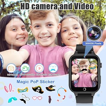 Zeacool Kids Smart Watch, Smart Watch Toys with 39 Games, Camera Video Recorder Music Alarm Calculator Calendar Pedometer Stopwatch Flashlight Gift Toys for 3-12 Years Old Boys and Girls (Black)