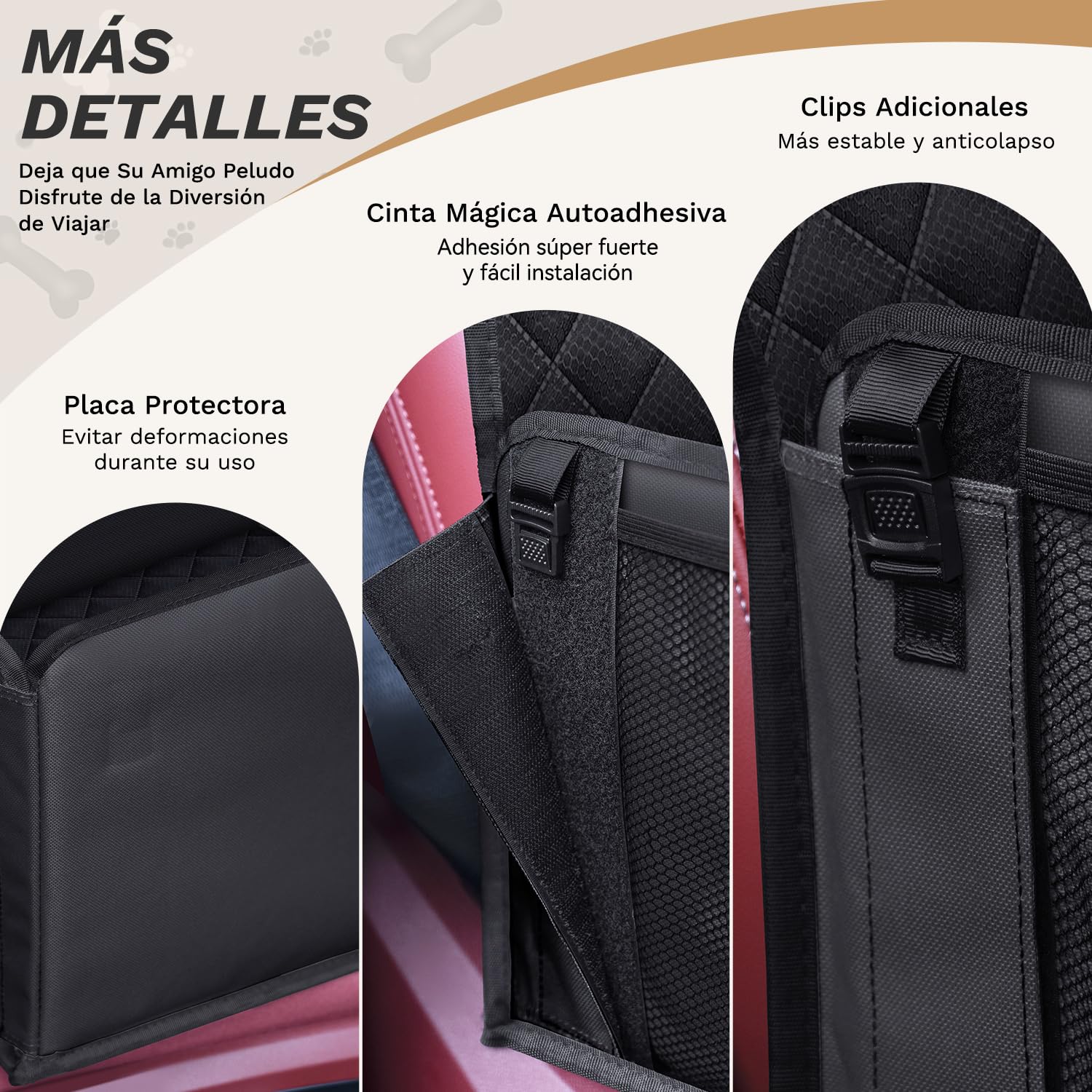 Asiento Coche Perro, Funda Protector Delantero Homologado con Pared Reforzada y Cinturón Seguridad, Cubierta Extra Estable Plegable Impermeable, para Perros Pequeño Mediano Negro