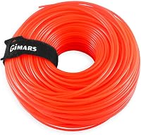 Gimars 110m x 2.4mm Fűkasza Damil, Narancs Nylon Vágószál Elektromos Fűszegélynyíróhoz, Tartós PA6 Anyagból, Tépőzáras Kábelkötegelővel 1