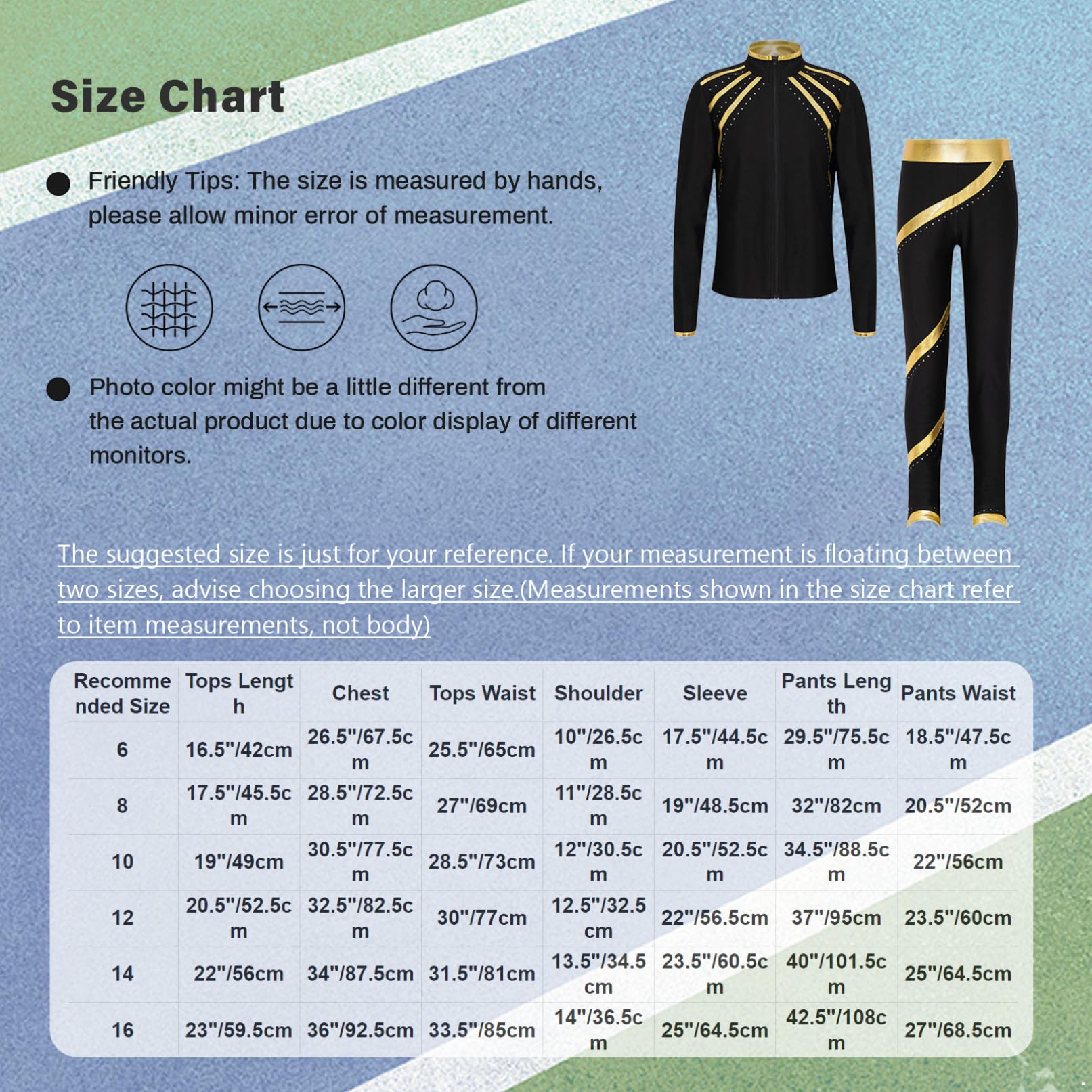 TiaoBug Enfant Fille Ensemble de Patinage Artistique Veste de Gymnastique Manches Longues et Pantalon de Sport Danse Yoga Survêtement Sportwear 5-16 Ans