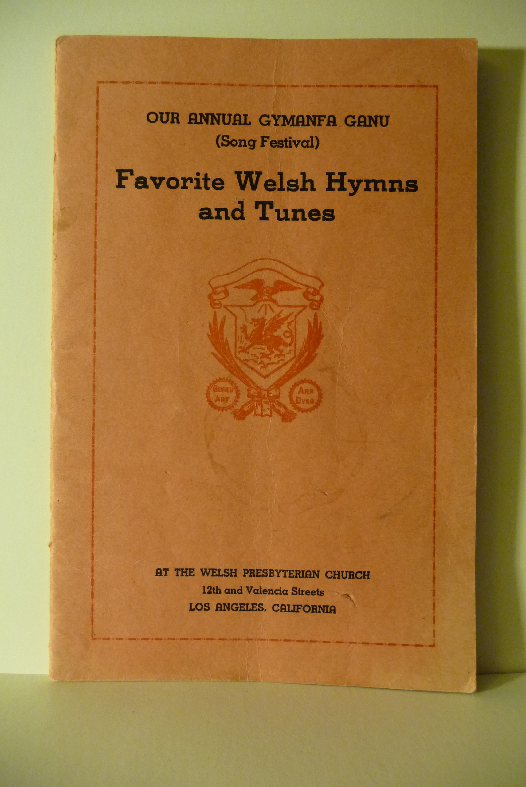 Favorite Welsh hymns and tunes; our annual Gymanfa Ganu at the Welsh Presbyterian Church, Los Angeles, California.