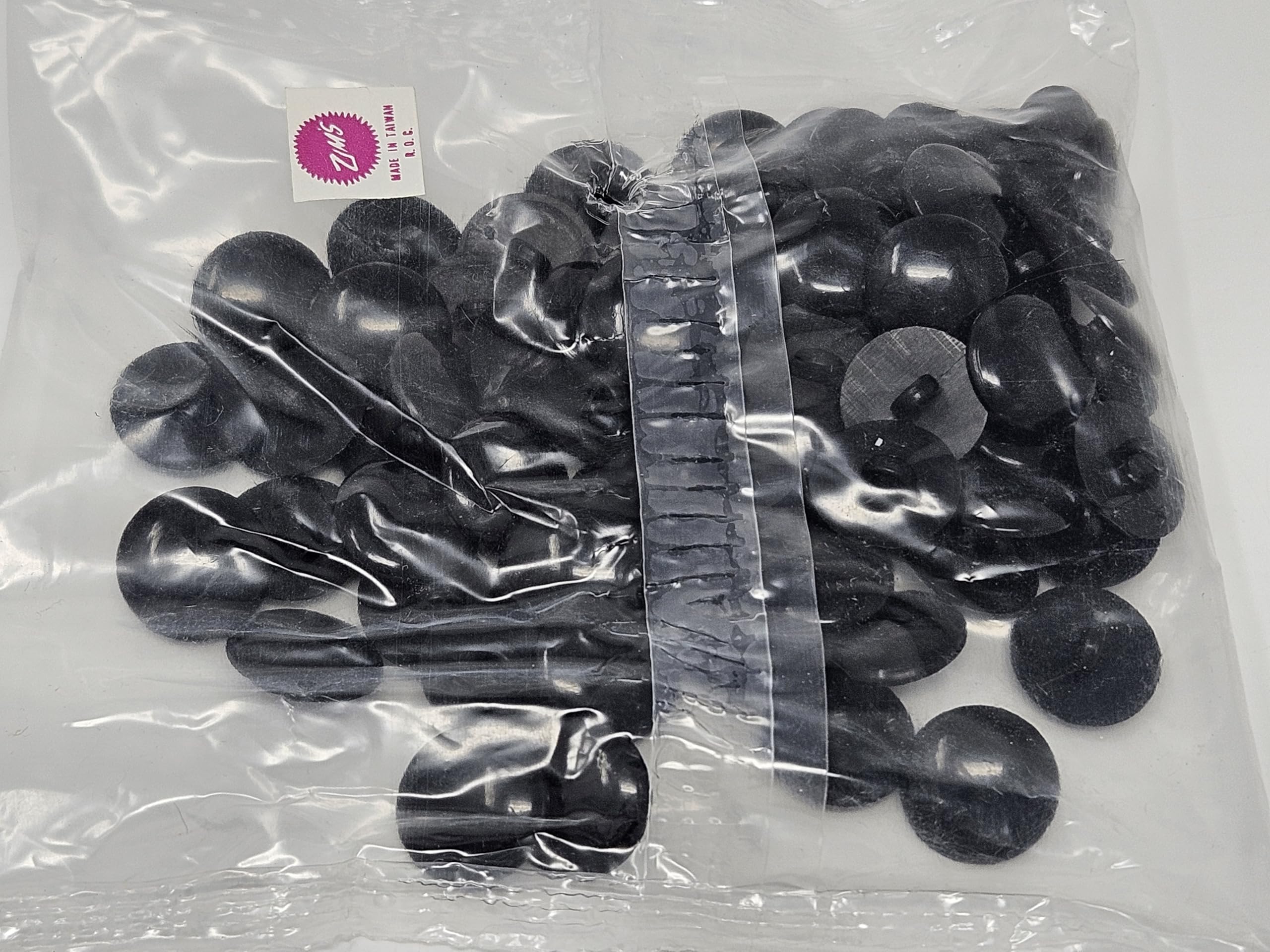 Zim's 18mm Round Black Flat Plastic Sew-On Safety Eyes for Craft Amigurumi Dolls or Puppets (Bulk Pack of 144)