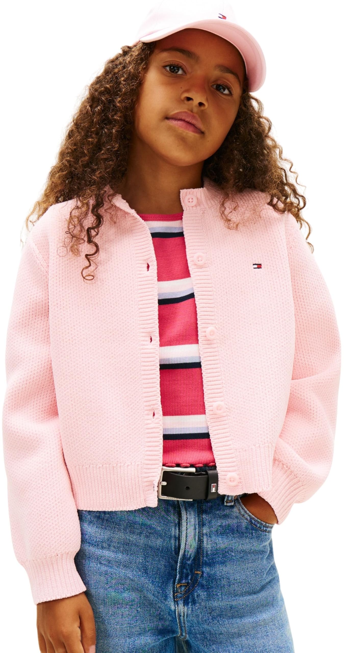 Tommy Hilfiger Chaqueta de Punto Chicas Cardigan Chenille con Botones, Rosa (Duchess Pink), 12 Años