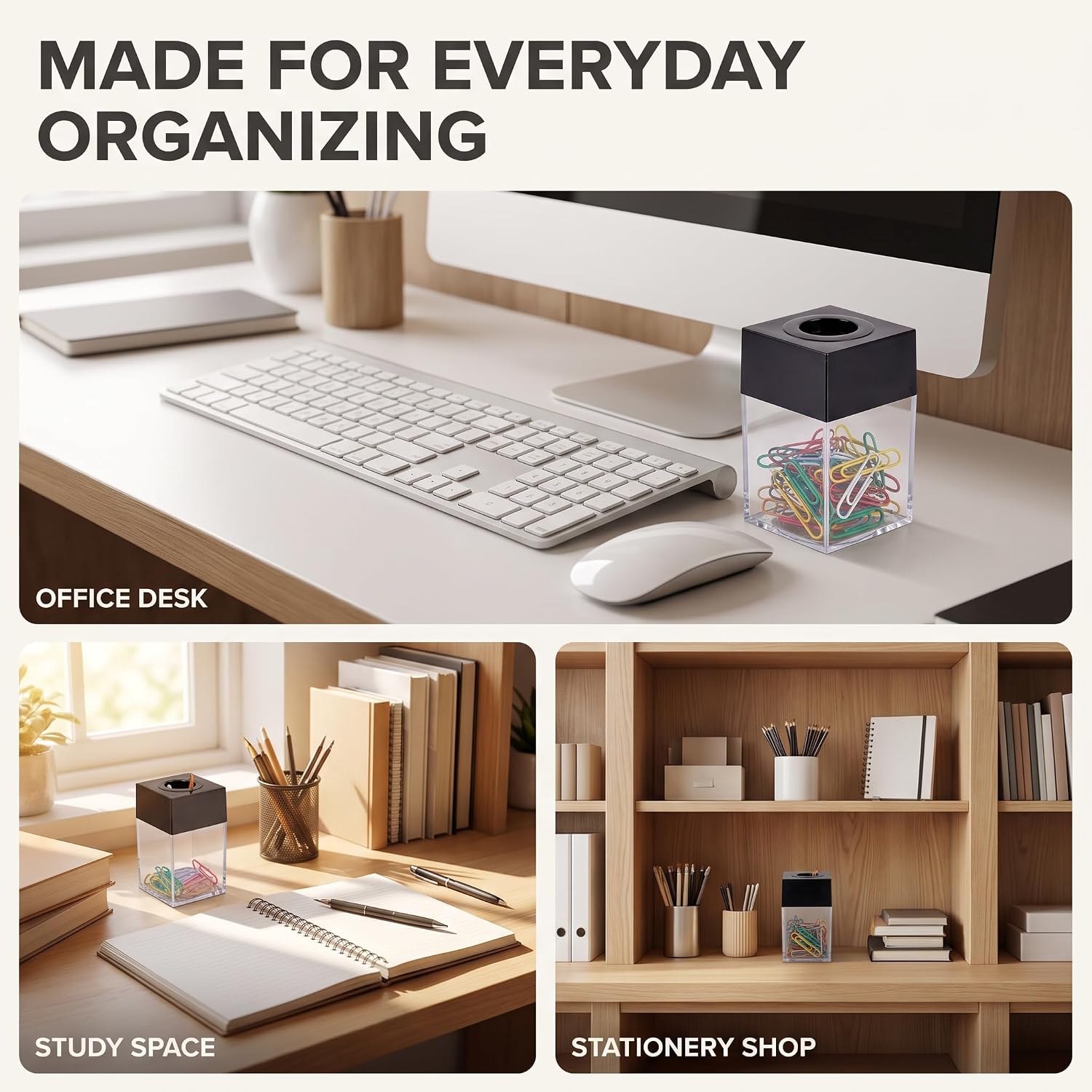 Multicolour Magnetic Paper Clip Dispenser Holder Paperclip Dispenser for Office School Desk Supplies Holders and Dispensers Desk Accessories and Workspace Organizers Office and School Supplies