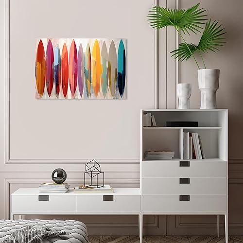 Miniatura 3 de Wynwood Studio Lienzo enmarcado contemporáneo náutico y costero, tablas de surf abstractas, arte de pared para sala de estar, dormitorio y baño, 24