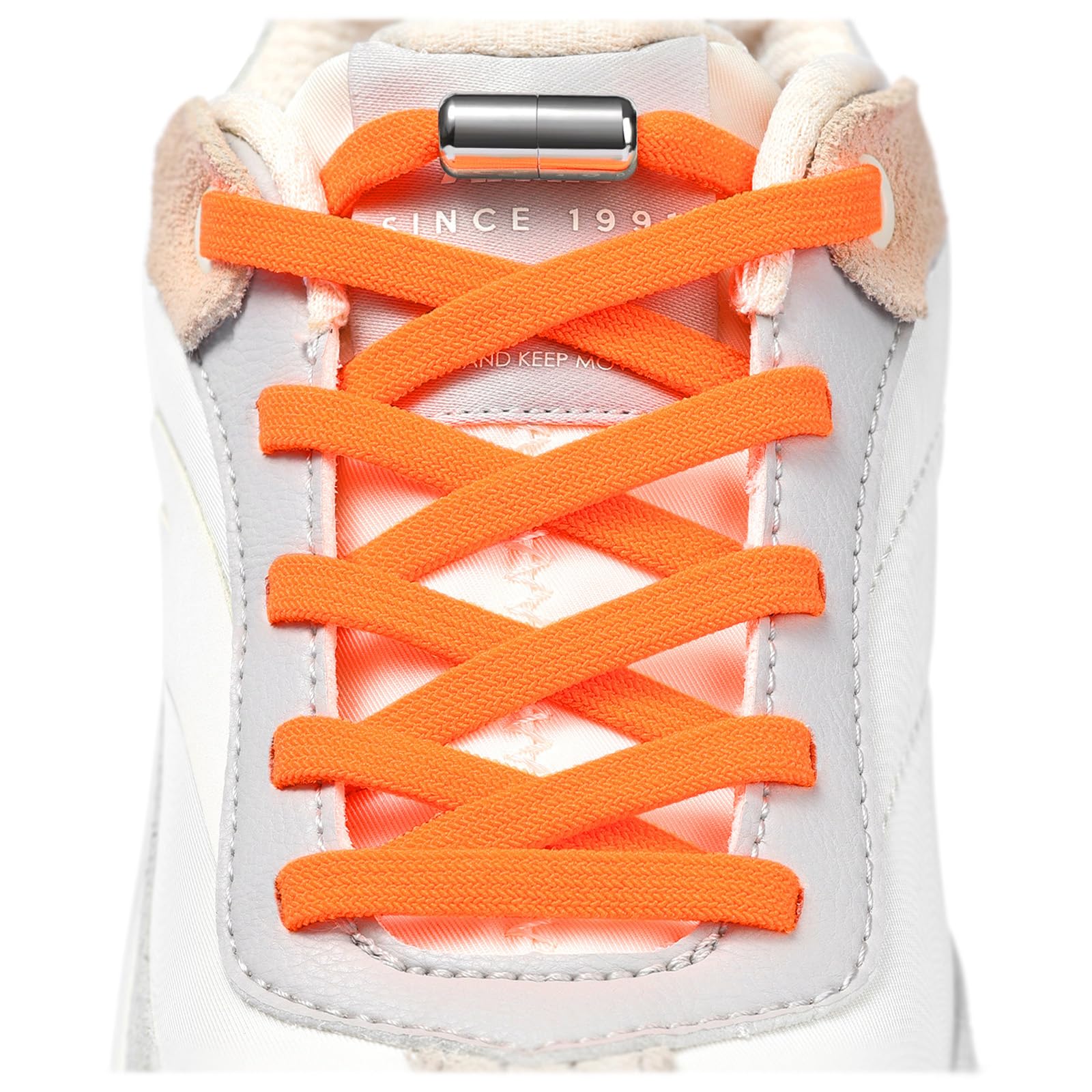 Handshop 2 Paar Elastische Schnürsenkel für Kinder und Erwachsene, Schnürsenkel ohne Binden für Turnschuhe, Laufschuhe, Sportschuhe Neon Orange 125cm