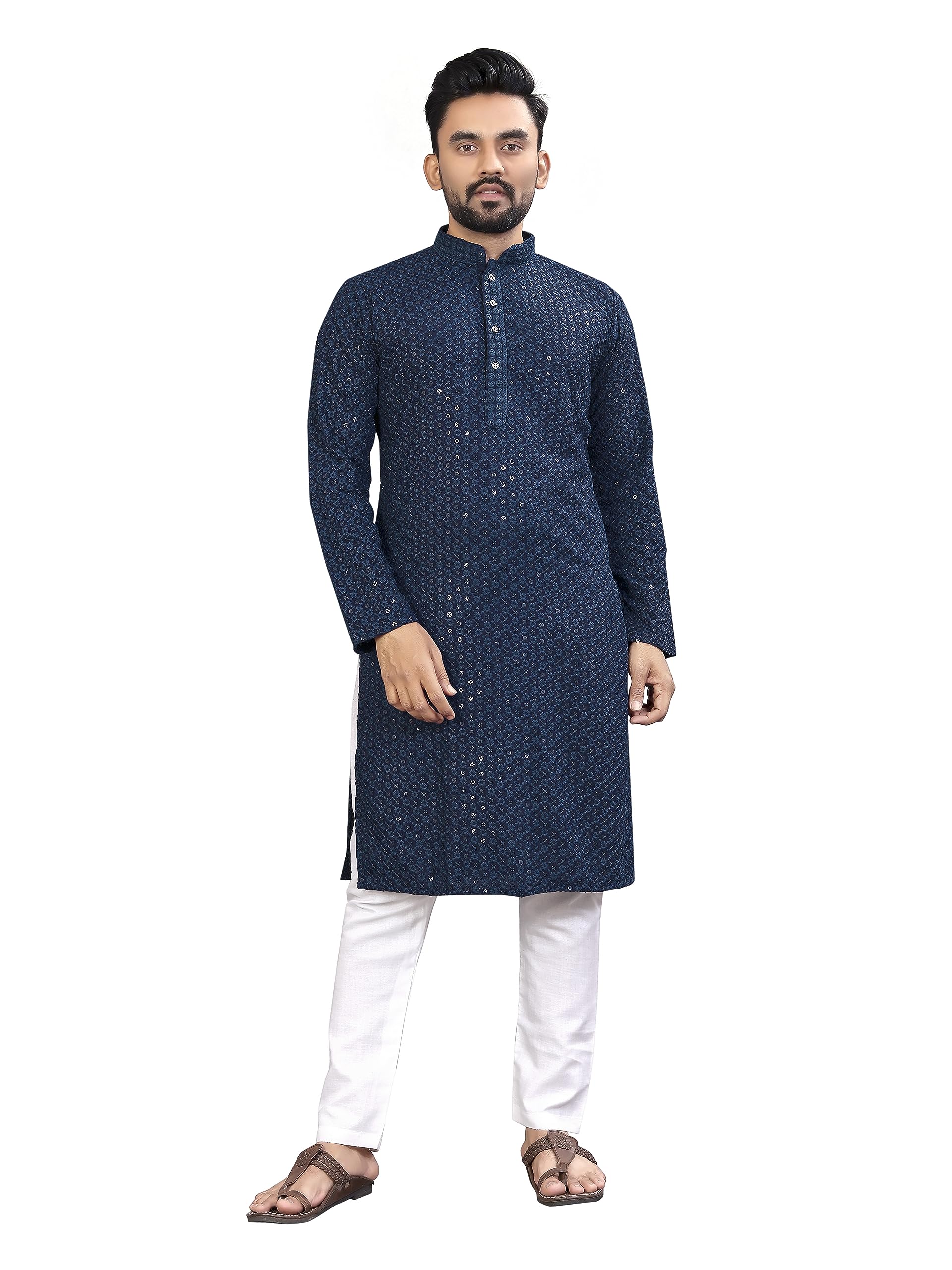 ROYALICA Lucknowi - Kurta da uomo, stile etnico indiano, confezione da 1