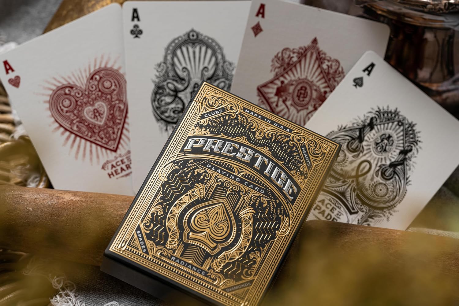 Gamblers Warehouse Prestige Radiance Playing Cards, Poker Size, Premium Deck, MagicTheme (Black)