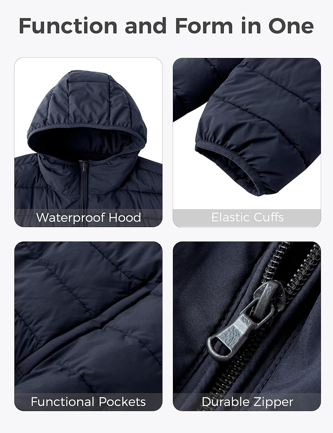 wantdo Men's Big and Tall Lightweight Puffer Jacket Quilted Warm Winter Coat Windproof Winter Jackets with Hood - Image 6