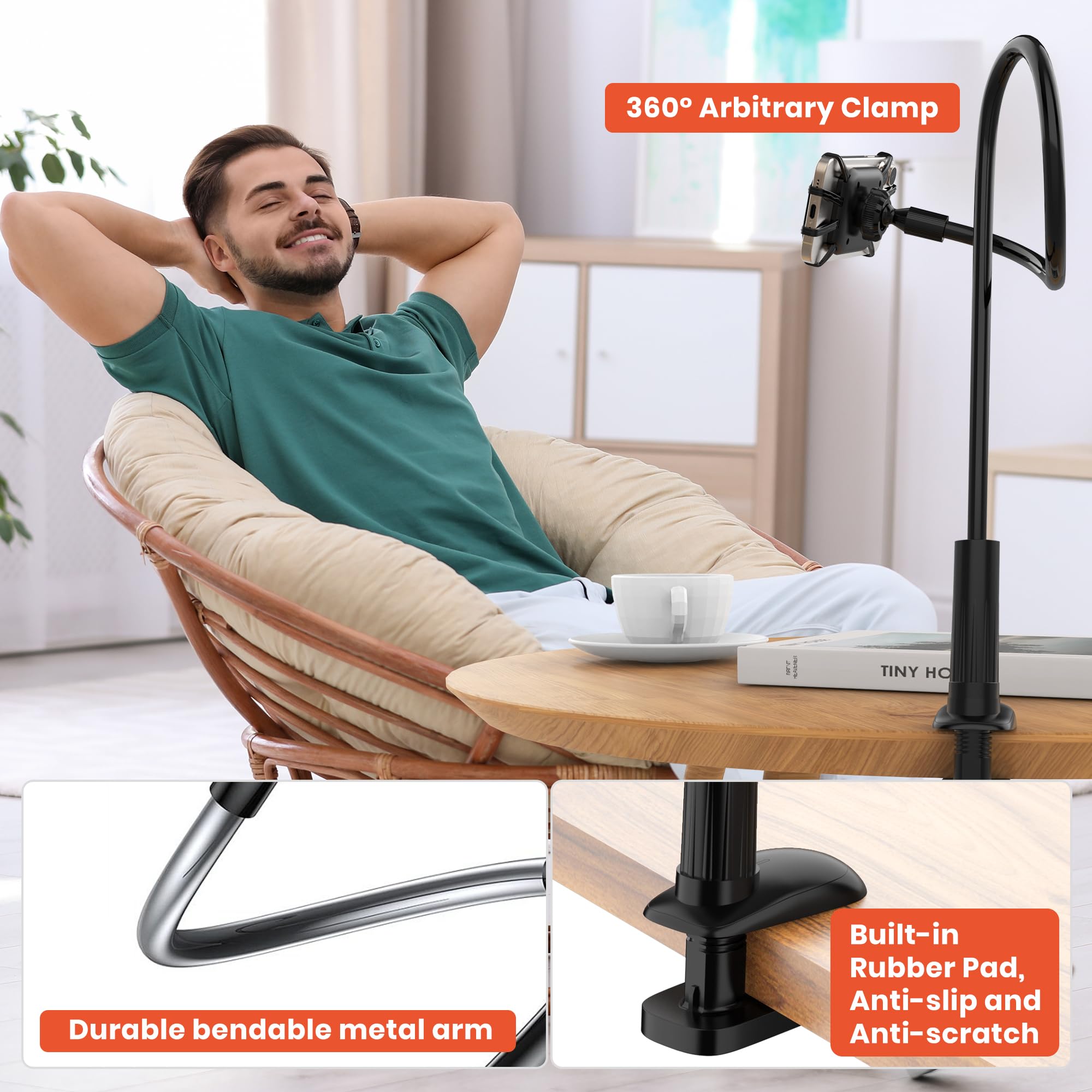 Supporto per Kindle a collo d'oca per leggere a letto