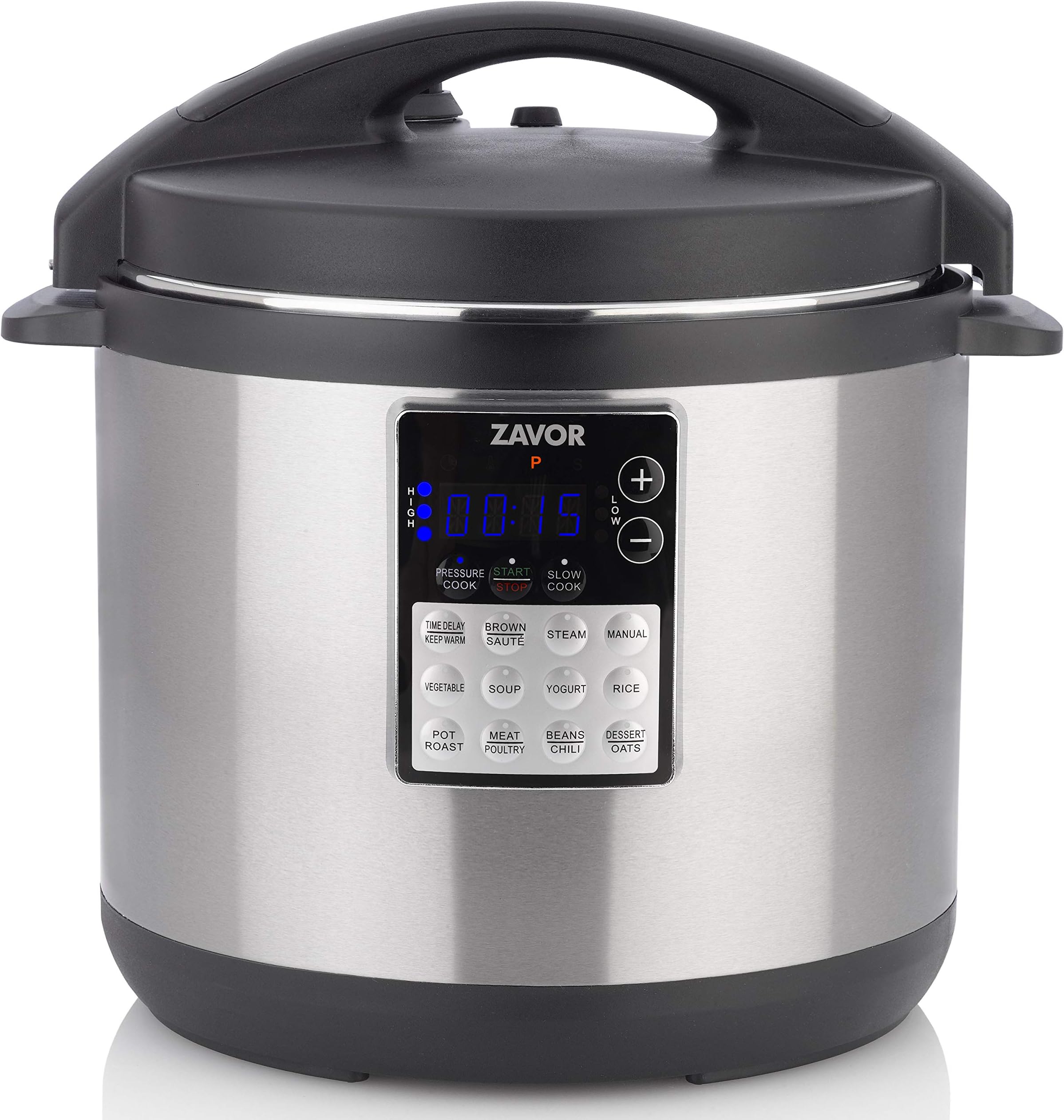 Zavor LUX Edge, 8 Quart Programmable Electric Multi-Cooker: Pressure Cooker, Slow Cooker, Rice Cooker, Yogurt Maker, Steamer and more - Stainless Steel (ZSELE03)