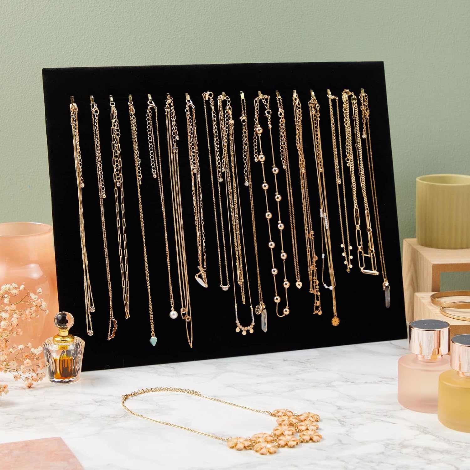 Genie Crafts 2 Pack Jewelry Display for Selling Black Velvet Boutique Necklace Stands Boards with Hooks for Pop Up Shop (15 x 12 x 4.5 In) - Image 3
