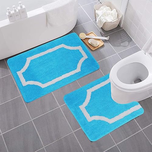 Miniatura 76 de YHF - Alfombras de baño de 20 x 32 pulgadas, extra gruesas y suaves, de microfibra peluda, lavables a máquina, alfombras de baño absorbentes, tapete