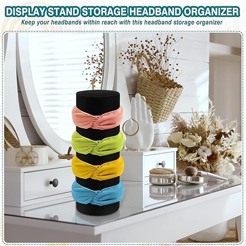 Vista 5 de Geetery 2 piezas de soporte vertical para diadema, organizador de diadema para mujeres y niñas, accesorios para el cabello (negro)