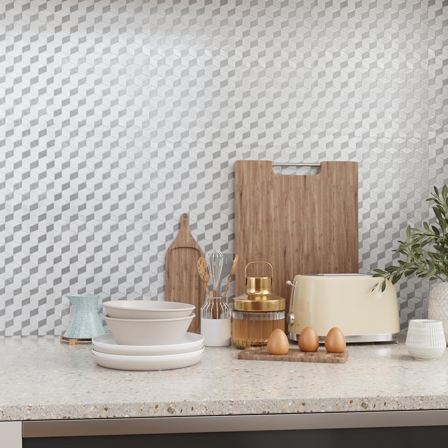 CRE8TIVE Silver Stainless Steel Contact Paper 24"x354" Kitchen Backsplash Wallpaper Peel and Stick Oil Proof Waterproof Heat Resistant Self Adhesive Aluminum Foil for Countertops Cabinets Appliances