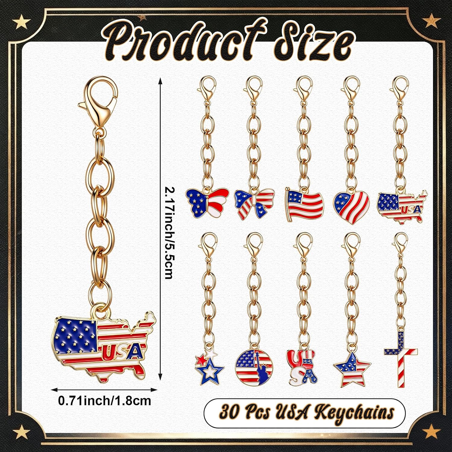 Nosiny American Flag Keychains Bulk 4th of July Party Favors USA Keychains, Fourth of July Accessories