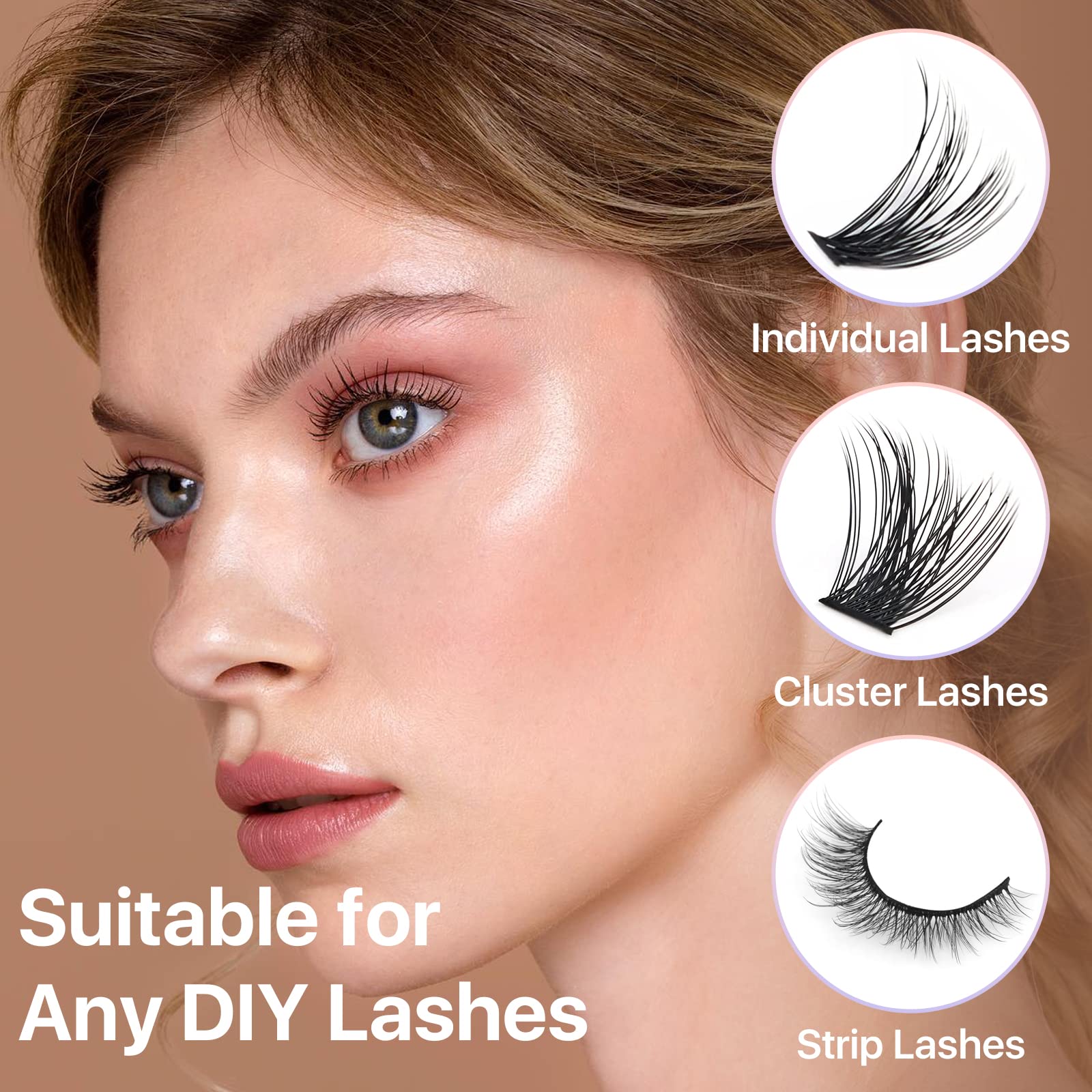 Eyelash Glue, Lash Bond and Seal, Latex-Free Lash Glue for Sensitive Eyes, Waterproof Strong Hold Eyelash Cluster Adhesive for 72 Hours